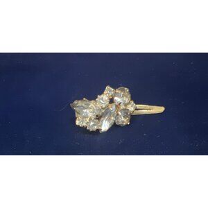 Vintage Continental Rhinestone Hair Pin Clip Gold Tone Wedding